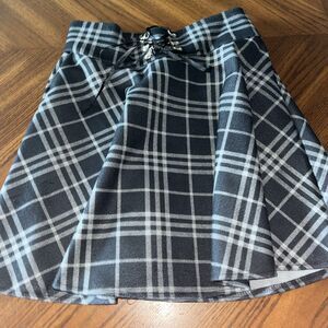 SIYECAO PLAID MINI SKIRT Womens L Gray Corset Laces Full Short Fairy Grunge